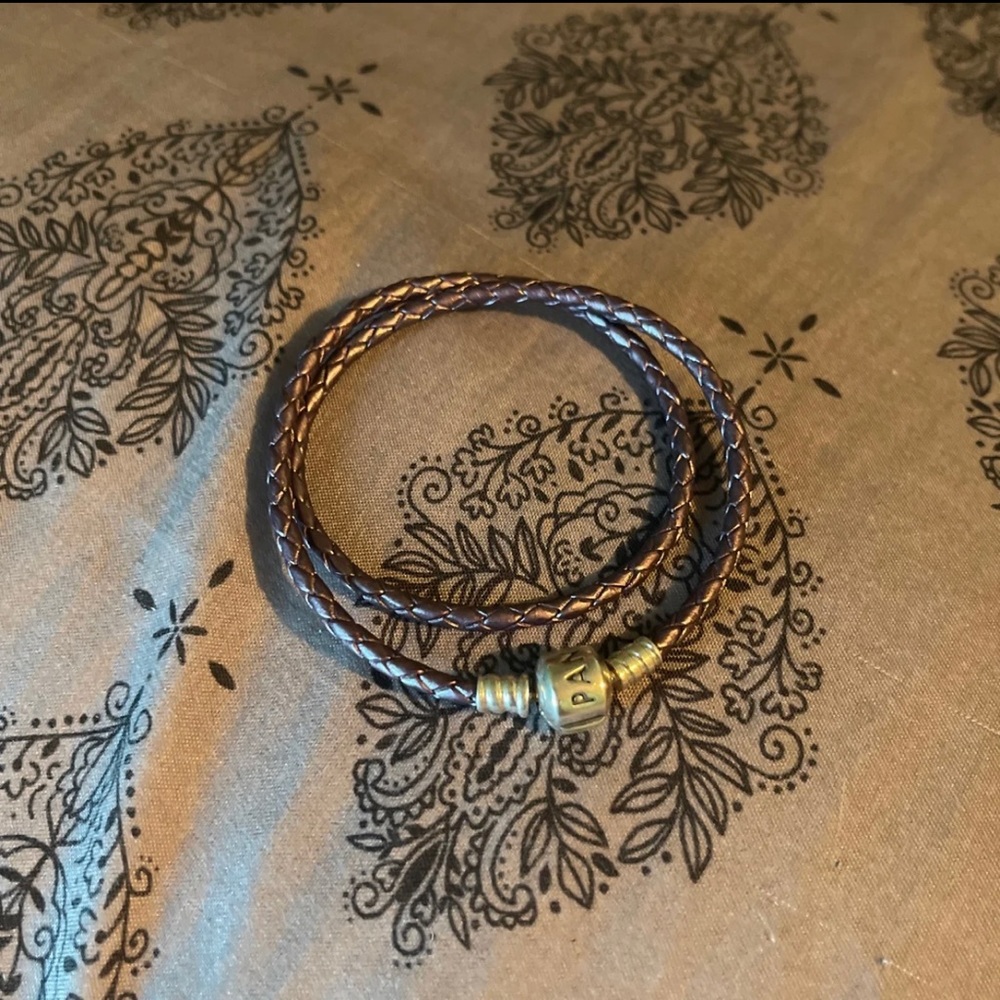 Purple pandora leather wraparound bracelet